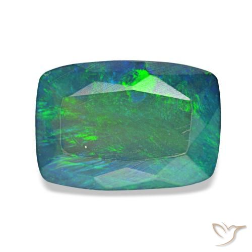 1,49 ctw natürlicher mehrfarbiger Schwarzer Opal, Kissenschliff, Lichtdurchlässig