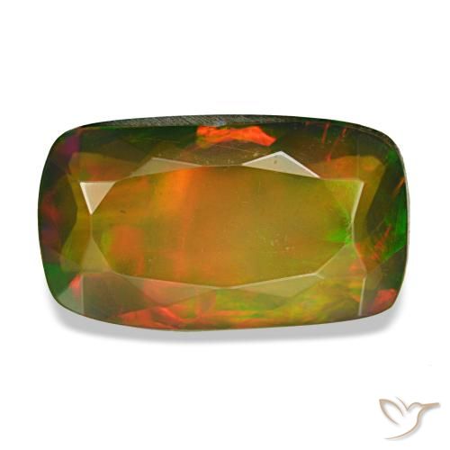 3.41ct Mehrfarbiger Schwarzer Opal, Kissen, Lichtdurchlässig