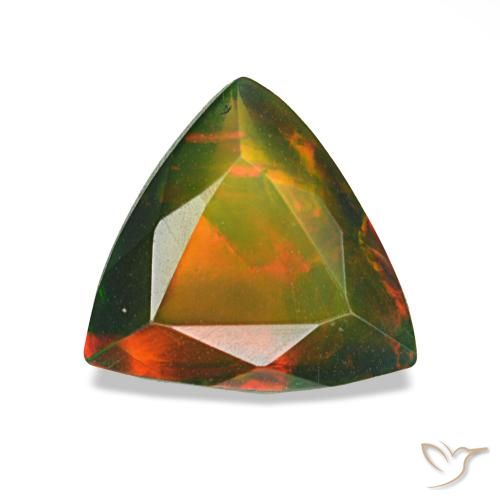 0,89 ctw natürlicher mehrfarbiger Schwarzer Opal, Trillion, Lichtdurchlässig