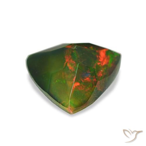 0,89 ctw natürlicher mehrfarbiger Schwarzer Opal, Trillion, Lichtdurchlässig