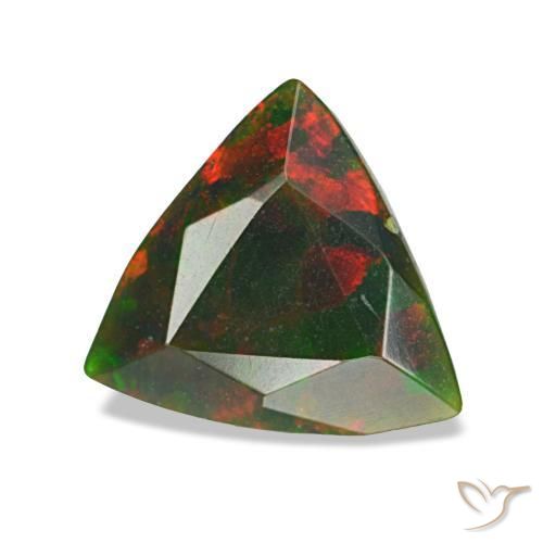 1,34 ctw natürlicher mehrfarbiger Schwarzer Opal, Trillion, Lichtundurchlässig