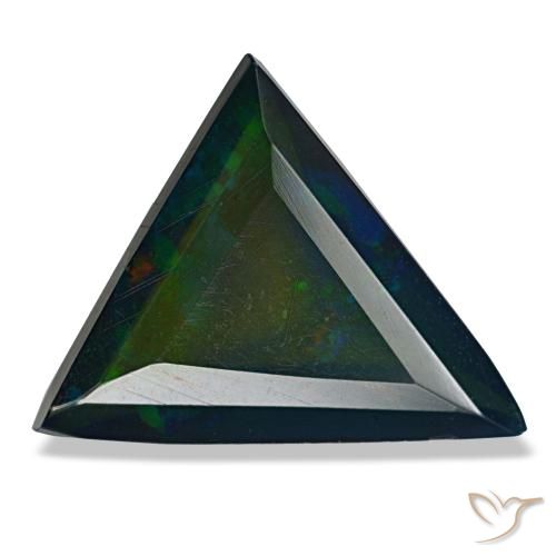 3,13 ctw natürlicher mehrfarbiger Schwarzer Opal, Trillion, Lichtdurchlässig
