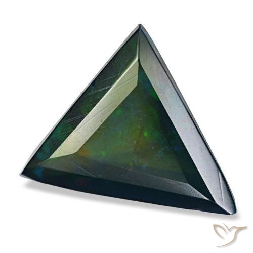 3,13 ctw natürlicher mehrfarbiger Schwarzer Opal, Trillion, Lichtdurchlässig