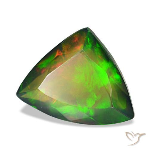2,87 ctw natürlicher mehrfarbiger Schwarzer Opal, Trillion, Lichtdurchlässig