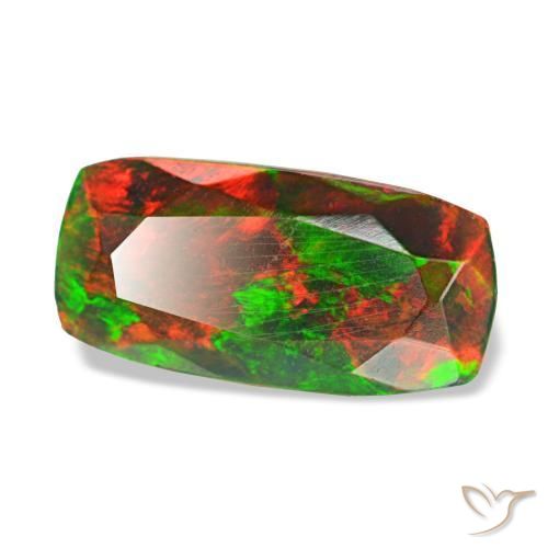 1,28 ctw natürlicher mehrfarbiger Schwarzer Opal, Kissenschliff, Lichtundurchlässig