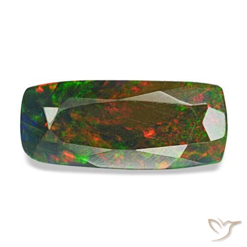 1,31 ctw natürlicher mehrfarbiger Schwarzer Opal, Kissenschliff, Lichtundurchlässig