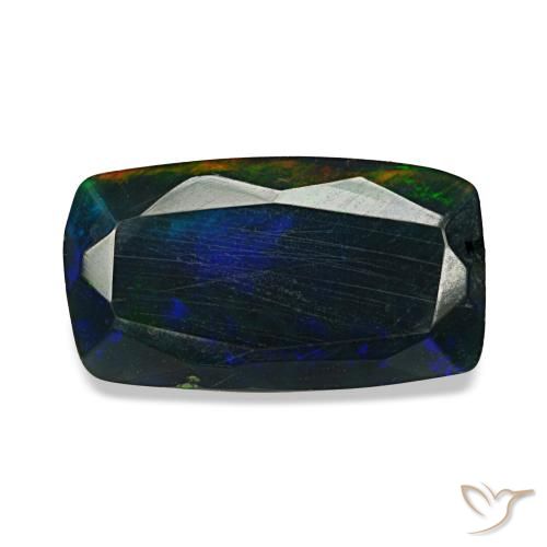 1,06 ctw natürlicher mehrfarbiger Schwarzer Opal, Kissenschliff, Lichtundurchlässig