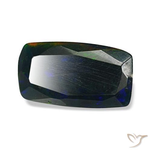 1,06 ctw natürlicher mehrfarbiger Schwarzer Opal, Kissenschliff, Lichtundurchlässig