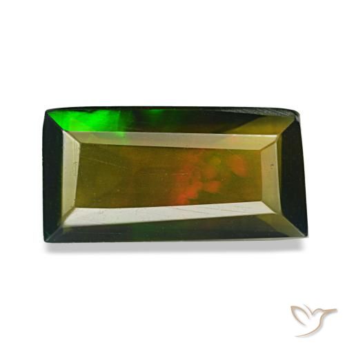 2,13 ctw natürlicher mehrfarbiger Schwarzer Opal, Kissenschliff, Lichtdurchlässig