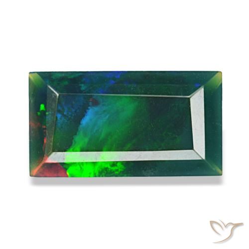 1,41 ctw natürlicher mehrfarbiger Schwarzer Opal, Baguette, Lichtundurchlässig