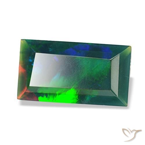 1,41 ctw natürlicher mehrfarbiger Schwarzer Opal, Baguette, Lichtundurchlässig