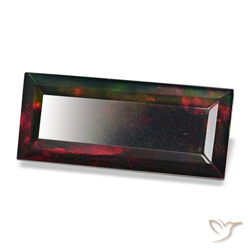 3,89 ctw natürlicher mehrfarbiger Schwarzer Opal, Baguette, Lichtundurchlässig