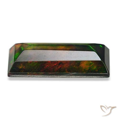 3,89 ctw natürlicher mehrfarbiger Schwarzer Opal, Baguette, Lichtundurchlässig