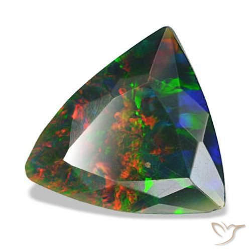 1,53 ctw natürlicher mehrfarbiger Schwarzer Opal, Trillion, Lichtundurchlässig