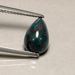 9,17 ctw natürlicher Grün gefleckt Blutstein, Birnenform, Lichtundurchlässig