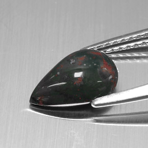 9,17 ctw natürlicher Grün gefleckt Blutstein, Birnenform, Lichtundurchlässig