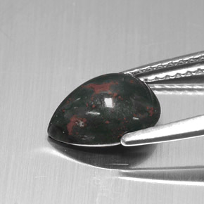 9,17 ctw natürlicher Grün gefleckt Blutstein, Birnenform, Lichtundurchlässig