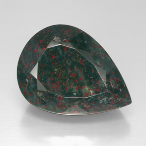 9,17 ctw natürlicher Grün gefleckt Blutstein, Birnenform, Lichtundurchlässig