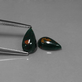  ct natürliche Grün gefleckt Blutstein-Edelsteine, Birnenform, Lichtundurchlässig