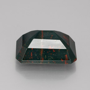 9,17 ctw natürlicher Grün gefleckt Blutstein, Smaragdschliff, Lichtundurchlässig