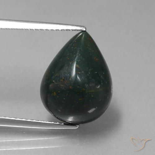8.57ct Natürlicher dunkelgrün Blutstein, Birnenform, Lichtundurchlässig