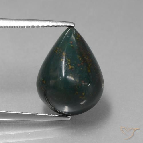 8.97ct Natürlicher Waldgrün Blutstein, Birnenform, Lichtundurchlässig