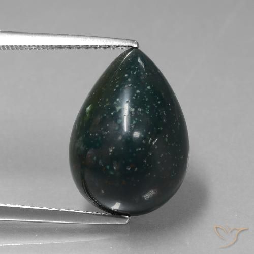 8.83ct Natürlicher tiefgrün Blutstein, Birnenform, Lichtundurchlässig