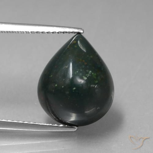 8.78ct Natürlicher dunkelgrün Blutstein, Birnenform, Lichtundurchlässig