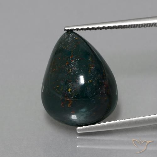 11.36ct Natürlicher Waldgrün Blutstein, Birnenform, Lichtundurchlässig