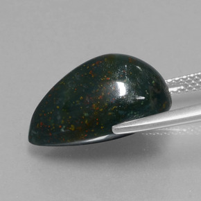 9,17 ctw natürlicher Grün gefleckt Blutstein, Birnenform, Lichtundurchlässig