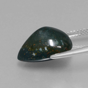 9,17 ctw natürlicher Grün gefleckt Blutstein, Birnenform, Lichtundurchlässig