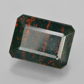 9,17 ctw natürlicher Grün gefleckt Blutstein, Smaragdschliff, Lichtundurchlässig