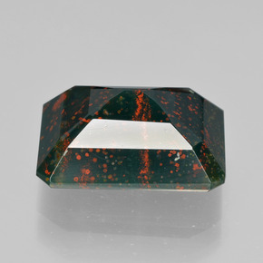 9,17 ctw natürlicher Grün gefleckt Blutstein, Smaragdschliff, Lichtundurchlässig