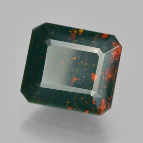 9,17 ctw natürlicher Grün gefleckt Blutstein, Smaragdschliff, Lichtundurchlässig