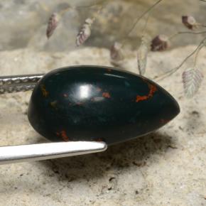 9,17 ctw natürlicher Grün gefleckt Blutstein, Birnenform, Lichtundurchlässig