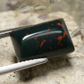 9,17 ctw natürlicher Grün gefleckt Blutstein, Baguette, Lichtundurchlässig