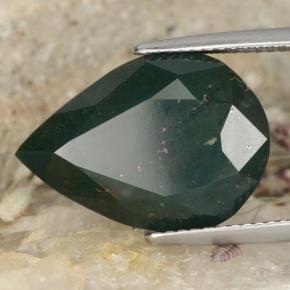 10,25 ctw natürlicher grüner Blutstein, Birnenform, Lichtundurchlässig
