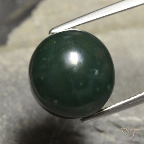 13.42ct Natürlicher tiefgrün Blutstein, Runden, Lichtundurchlässig
