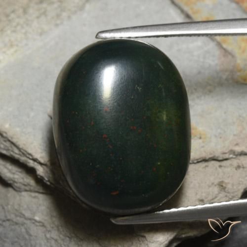 18.22ct Natürlicher Waldgrün Blutstein, Oval, Lichtundurchlässig