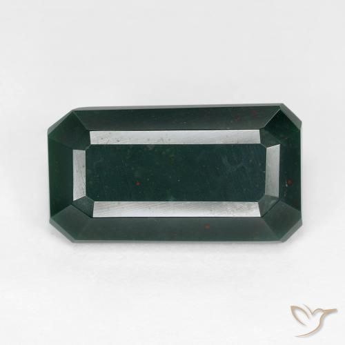 6.54ct Natürlicher tiefgrün Blutstein, Smaragdschliff, Lichtundurchlässig