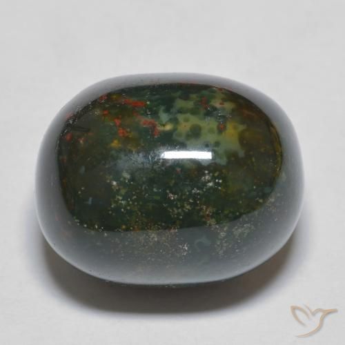 21.64ct Natürlicher Grün und Rot Blutstein, Oval, Lichtundurchlässig