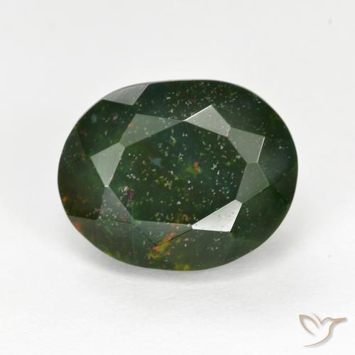 6.95ct Natürlicher Waldgrün Blutstein, Oval, Lichtundurchlässig