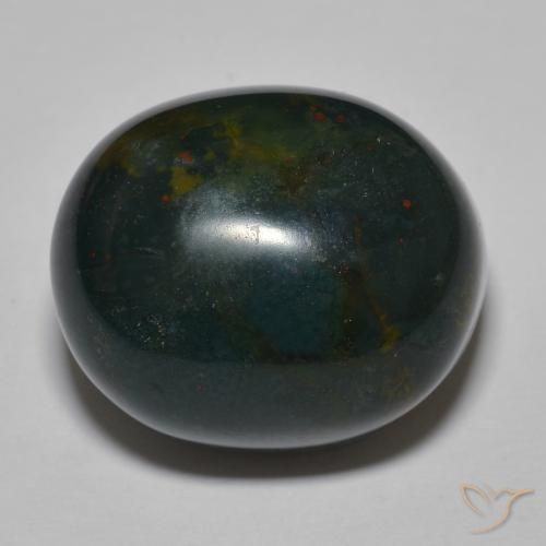 30.34ct Natürlicher Mittleres Dunkelgrün Blutstein, Oval, Lichtundurchlässig