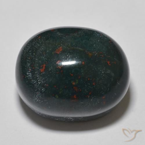 26.03ct Natürlicher Mittleres Dunkelgrün Blutstein, Oval, Lichtundurchlässig