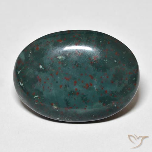24.15ct Natürlicher Mittleres Dunkelgrün Blutstein, Oval, Lichtundurchlässig