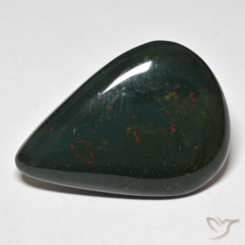 48.11ct Natürlicher dunkelgrün Blutstein, Birnenform, Lichtundurchlässig