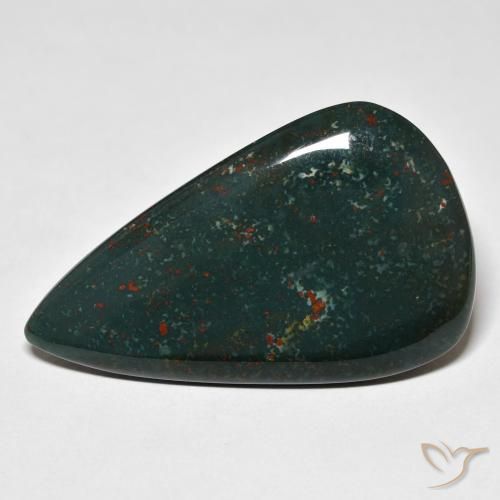 28.05ct Natürlicher dunkelgrün Blutstein, Birnenform, Lichtundurchlässig