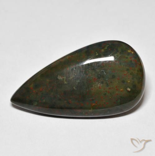21.91ct Natürlicher Grün und Rot Blutstein, Birnenform, Lichtundurchlässig