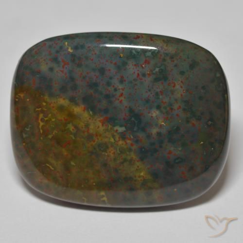 36.98ct Natürlicher Grün und Rot Blutstein, Kissen, Lichtundurchlässig