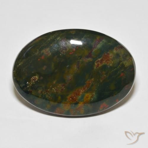39.09ct Natürlicher Grün und Rot Blutstein, Oval, Lichtundurchlässig